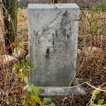 A grave marker in the Old Davis Farm Cemetery just outside of Sims, North Carolina